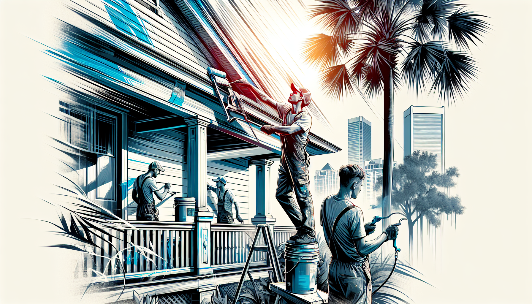 Professional painters at work in Jacksonville, Florida